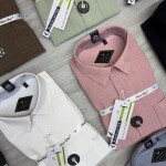 black letter imported linen stripe shirt