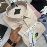 black letter imported linen stripe shirt