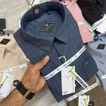 black letter imported linen stripe shirt