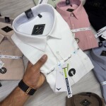 black letter imported linen stripe shirt
