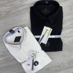 black letter imported linen stripe shirt