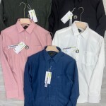 black letter imported linen stripe shirt