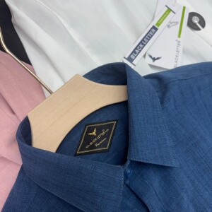black letter imported linen stripe shirt