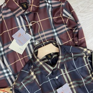logoff imported satin burberry checks shirt