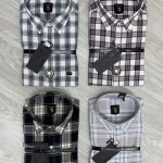 logoff cotton linen checks shirt