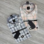 logoff cotton linen checks shirt