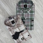 logoff cotton linen checks shirt