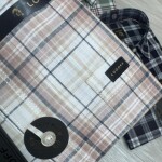 logoff cotton linen checks shirt