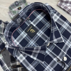logoff cotton linen checks shirt