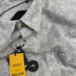 black letter cotton linen printed shirt
