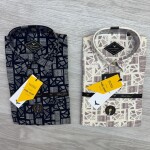 black letter cotton linen printed shirt