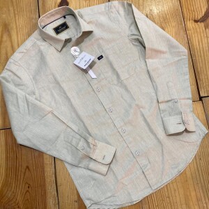 wood machine linen shirt