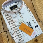 wood machine half sleeve satin printed shirt
