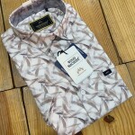 wood machine half sleeve satin printed shirt