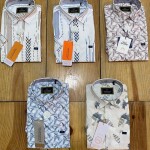 wood machine half sleeve satin printed shirt