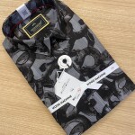 wood machine half sleeve satin digital printed shirt