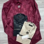 Word wale imported Striped Satin Shirt