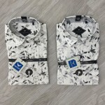 black letter cotton linen printed shirt