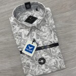 black letter cotton linen printed shirt