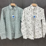 black letter cotton linen printed shirt