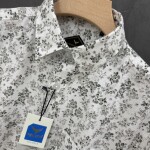 black letter cotton linen printed shirt