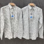 black letter cotton linen printed shirt