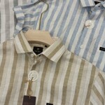 poloff half sleeve linen stripes shirt