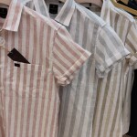 poloff half sleeve linen stripes shirt