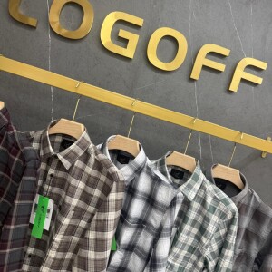 logoff cotton melange checks shirt