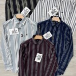 logoff cotton dobby stripes shirt