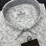 black letter half sleeve linen printed shirt