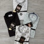 black letter half sleeve linen printed shirt