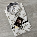 black letter half sleeve linen printed shirt