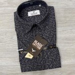 black letter half sleeve linen printed shirt
