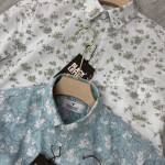 black letter half sleeve linen printed shirt