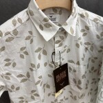 black letter half sleeve linen printed shirt