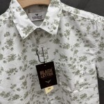 black letter half sleeve linen printed shirt