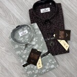 black letter half sleeve linen printed shirt