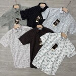 black letter half sleeve linen printed shirt