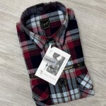 logoff cotton indigo double pocket checks shirt