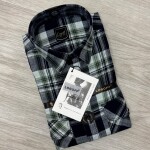 logoff cotton indigo double pocket checks shirt