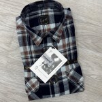 logoff cotton indigo double pocket checks shirt