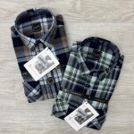logoff cotton indigo double pocket checks shirt