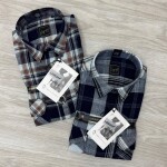logoff cotton indigo double pocket checks shirt