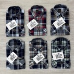 logoff cotton indigo double pocket checks shirt