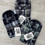 logoff cotton indigo double pocket checks shirt